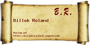 Billek Roland névjegykártya